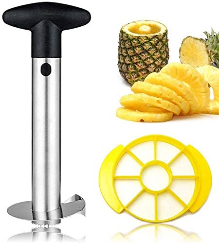 [Upgraded] Pineapple Corer and Slicer, Thicker 304 Stainless Steel Pineapple Cutter/Peeler with Wedger, Remover with Sharp Blades Slicer Cutter for Diced Fruit Rings, Easy to Clean