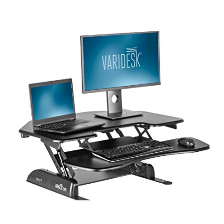 VARIDESK – Height Adjustable Standing Desk for Cubicles – Cube Corner 36 – Stand Up Desk for Dual Monitors