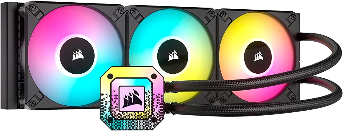 Corsair iCUE H150i Elite CAPELLIX XT Liquid CPU Cooler - Three AF120 RGB Elite Fans - 360mm Radiator - Intel® LGA 1700, 1200, 115X, 2066, AMD® AM5, AM4 - Included iCUE Commander CORE - Black