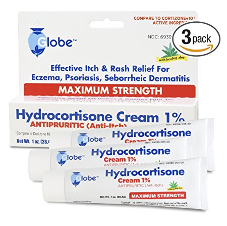 Hydrocortisone Maximum Strength CREAM 1% with ALOE, USP 1oz (Compare to Cortizone-10) (3-PACK) (TOTAL 3 OUNCES)