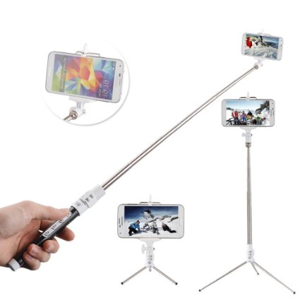 Selfie Stick ,Ecandy Extendable Wireless Bluetooth Monopod Selfie Stick Self Portrait Video Built-in Remote Shutter Button with Tripod Stand and Zoom In/Out Button for Samsung Galaxy S5 S4 S3 S2 Note 4 3 2, iPhone 6 6 Plus 5s 5c 5 4s 4, HTC One M8 M7 X, Google Nexus, Sony Xperia Z3 Z2 and Other Android Phones,Black