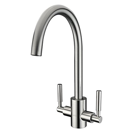 Refin Commercial Dual Lever Kitchen Sink Mixer Tap, kitchen tap brushed steel mixer
