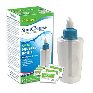 SinuCleanse Squeeze Nasal Wash Kit Plus All-Natural Saline Solution Packets, 30-Count Box