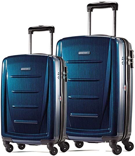 Samsonite Winfield 2 Fashion 2 Piece Bundle Spinner 20 and 28 With Travel Pillow (Deep Blue)