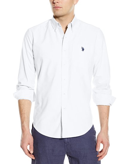 US Polo Assn Mens Long Sleeve Solid Oxford Shirt