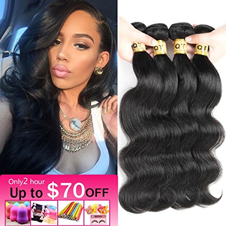 QTHAIR 8A Brazilian Virgin Hair Body Wave 4 bundles 16 18 20 22 100% Unprocessed Brazilian Body Wave Virgin Human Hair Extension Weave Weft Natural Color