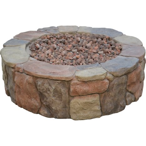 Bond Mfg 67456 Pinyon Gas Stone Look Fire Pit, 28 by 28 by 9.1"