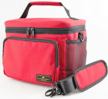 Premium Lunch Cooler Box, Medium Red Insulated Lunch Bag. Water Resistant and Heavy Duty. Perfect For Adults, Men, Women and Teens - Peak and Prosper (red)