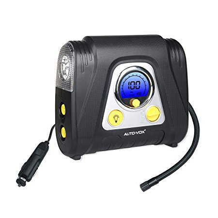 AUTO-VOX Automatic 12V Portable Air Compressor with Auto-Off Digital Pressure Display and 5 Nozzle Adaptors Programmable Tire Inflator for Tires Balls and Other Inflatables Air Bed Mattress