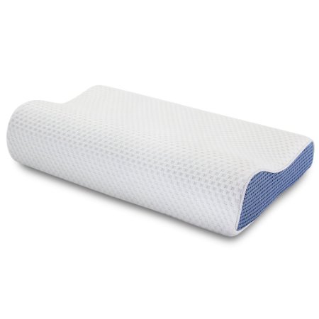 LANGRIA Standard Size Soft Memory Foam Contour Neck Bedding Pillow (Blue)