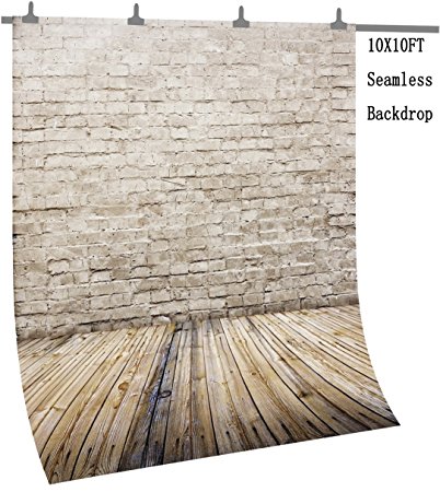 Ouyida Brick Wall Wood floor Pictorial cloth Customized photography Backdrop Background studio prop 10x10FT GA08A