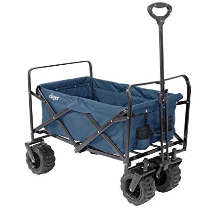 Clevr Collapsible Foldable Outdoor Wagon Cart with Large All Terrain Wheels, Blue 265 Lb Capacity, Easy Folding Utility Garden Transport Trolley, Great for Parties, Shopping, Beach, Park, Sports