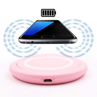QIAYA Wireless Charger Qi Wireless Charging Pad Station [USB CABLE not included] for Samsung Galaxy S6/note 4/note 5 and All Qi-Enabled Smartphones (pink)