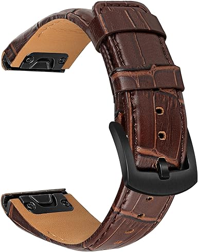 TRUMiRR Watchband for Fenix 7 Pro Sapphire Solar / 6 Pro / 5 Plus, 22mm Watch Band Croco Grain Leather Strap for Garmin Epix Pro 47mm / Instinct 2 / Approach S62 / S70 47mm / Forerunner 965 955 945 935 / Descent G1 / epix Gen 2