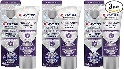 Crest 3D White Brilliance Whiter Teeth Pro Ultra White Toothpaste, 3oz (Pack of 3)