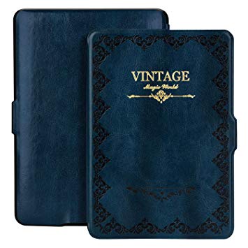 Ayotu Colorful Case for Kindle Paperwhite E-Reader Auto Wake/Sleep Smart Protective Cover Case,Fits All 2012, 2013, 2015 and 2016 Versions Kindle Paperwhite,Magic Book Series K5-07 Retro Dark Blue