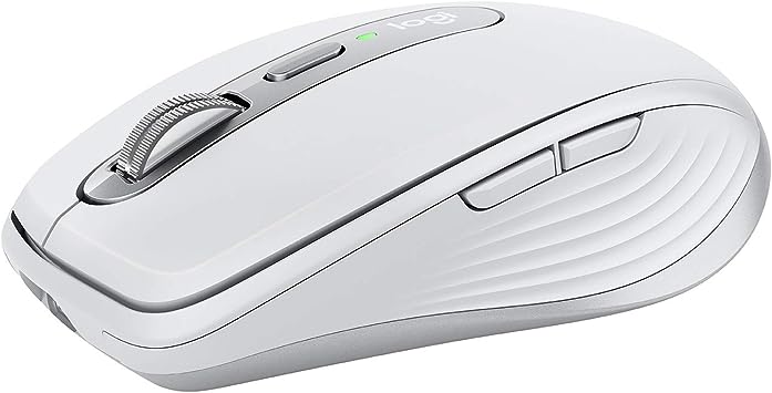 Logitech MX Anywhere 3 Compact Performance Mouse – Wireless, Magnetic Scrolling, Ergonomic, 4000DPI Sensor, Custom Buttons, USB-C, Bluetooth, Apple Mac, iPad, Windows PC, Linux, Chrome - Pale Grey