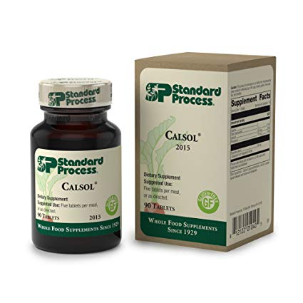 Standard Process - Calsol - 225 mg Calcium, 170 mg Phosphorus, Soft Tissue Supplement Supports Digestive, Muscular, Skeletal, and Central Nervous Systems, Gluten Free and Vegetarian - 90 Tablets