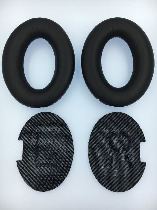 Wackolee Replacement Earpad Ear Pad Cushions compatible for Bose Quietcomfort 2 QC2, Quietcomfort 15 QC15, Quietcomfort 25 QC25, Ae2, Ae2i , Ae2w Headphone with IT IS Headphone Cable Cord Clip (Black)