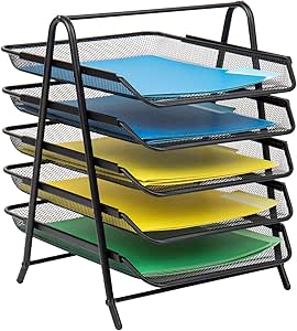 Mind Reader Paper Tray and File Folder Set, Desktop Organizer, Storage, Office, Metal Mesh, 11.75"L x 14"W x 14.5"H, Black