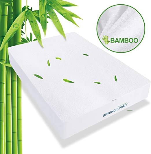 SPRINGSPIRIT Bamboo Mattress Protector King Waterproof Mattress Cover Deep, Smooth, Cooling, Breathable