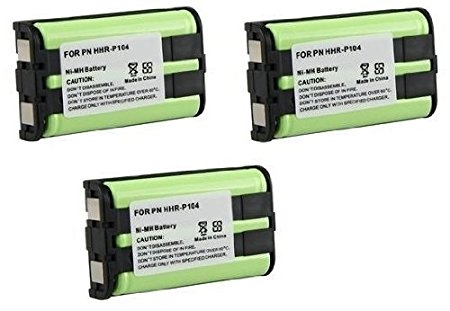 3 Pack - Cordless Phone Battery for Panasonic HHR-P104 (Lifetime Warranty, Bulk Packaging)