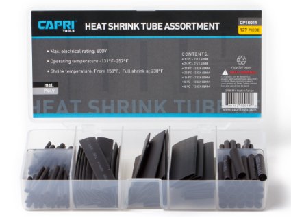 Capri Tools 10019 Assorted Heat Shrink Tubing for Wires and Cables