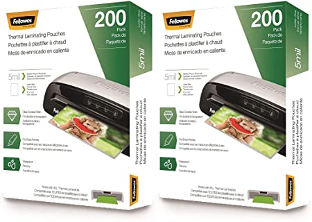 Fellowes Thermal Laminating Pouches, Letter Size Sheets, 5mil, 200pk 2 Pack