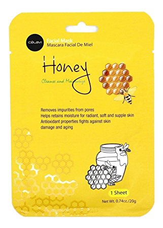 Celavi Essence Facial Mask Paper Sheet Korea Skin Care Moisturizing 12 Pack (Honey)