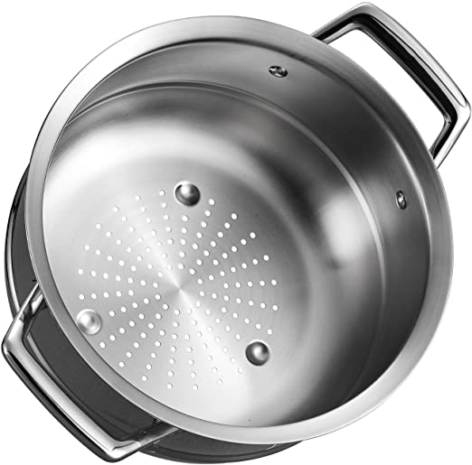 Tramontina 80101/018DS Gourmet Prima Stainless Steel Steamer Insert (24cm - Fits 5 qt Dutch Oven, 6 Qt Sauce Pot & 8 Qt Stock Pot), 10 inch, Made in Brazil