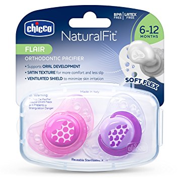 Chicco NaturalFit Flair Pacifier, Pink, 4 Months Plus