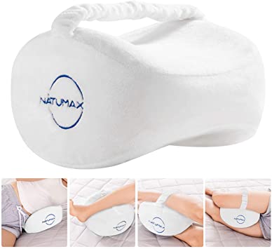 NATUMAX Knee Pillow for Side Sleepers - Sciatica Pain Relief - Back Pain, Leg Pain, Pregnancy, Hip and Joint Pain Memory Foam Leg Pillow -White