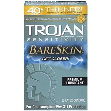 Trojan Sensitivity Bareskin Lubricated, Latex Condoms, 10-count - 3 Packs