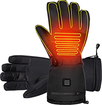 CLISPEED Electric Heated Gloves 3 Heating Temperature Adjustable Touch Screen Skiing Gloves for Men Women