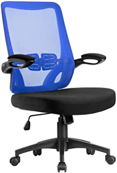 Furmax Mid Back Office Chair Desk Computer Executive Chair Swivel Task Mesh Chair with Adjustable Armrest and Lumbar Support (Blue)