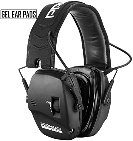 PROHEAR 036 Digital Electronic Shooting Ear Protection Muffs with Gel Ear Pads, Hunting Sound Amplification Earmuffs, Great Idea for Dad - Black