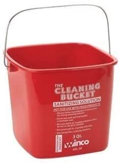 Winco PPL-3R Cleaning Bucket, 3-Quart, Red Sanitizing Solution (2-Pack)