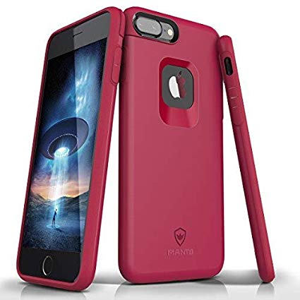 MANTO iPhone 7 Plus Case, iPhone 8 Plus Case, Dual Layer Shell Hard Plastic and TPU Bumper Full Protective Anti-Scratch Resistant Cover Case Compatible with iPhone 7 Plus/iPhone 8 Plus - Deep Pink