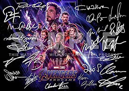 Avengers Endgame Print RDJ, Stan Lee, Chris Pratt, Tom Hiddleston, Chris Hemsworth, Chris Evans, Black Panther, Spiderman, Captain America, Iron Man. (11.7" x 8.3")