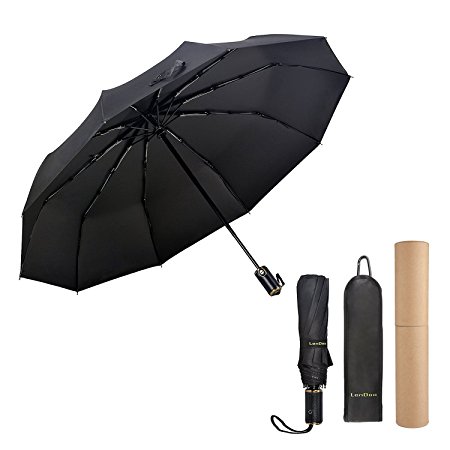 LENDOO Waterproof Travel Umbrella, Windproof Unbreakable Lightweight 10 Ribs Automatic Open& Close Compact Umbrella UV Protection for Kids Adults