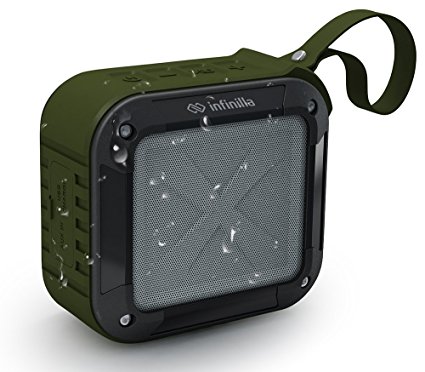 Waterproof Bluetooth Speaker, Infinilla 4.1 Portable Outdoor & Shower Wireless Speakers, Super Bass, 12 Hour Playtime with Mic, NFC and SD Card Support