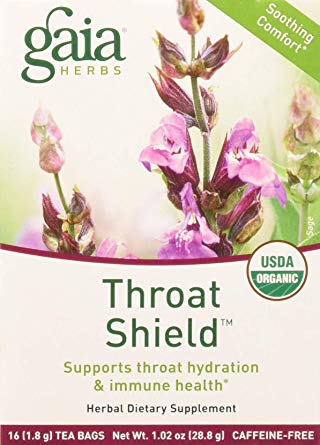Gaia Herbs Throat Shield Herbal Tea Bags, 16 Count
