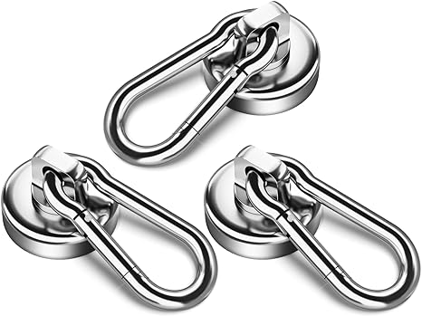 Grtard 50LBS Strong Magnetic Hooks Heavy Duty, Magnets with Swivel Carabiner Hooks, Magnetic Hooks for Hanging, Refrigerator Magnet Hooks-3Pack