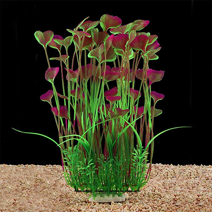 QUMY Artificial Aquarium Plants Plastic for Fish Tank Decoration Ornament Large Plant Non-Toxic, Safe for All Fish 15.7 inch Tall 7.09 inch Wide