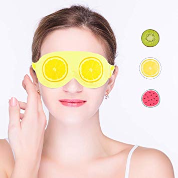 Ice Eye Mask Cold Eye Mask for Puffy Eyes, Reusable Cooling Gel Eye Mask with Soft Smooth Material for Relaxing Sleep, Hot or Cold Spa, Soothing Dry Eyes, Dark Circles, Migraines - Lemon