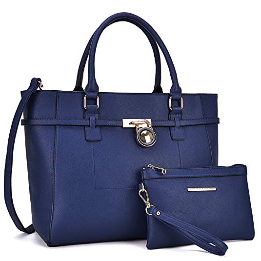 Women's Large Fashion Tote Bag Classic Padlock Handbag Satchel Shoulder Bag Work Bag Wallet Set