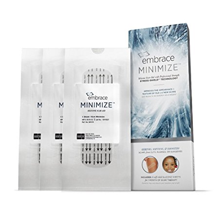 Embrace® Minimize™ Scar Treatment | Stress-Shield™Technology Minimizes Old, Existing Scars from Cuts, Injuries or Surgeries | 100% Medical Grade Silicone Sheets Hydrates Scar Tissue While Healing