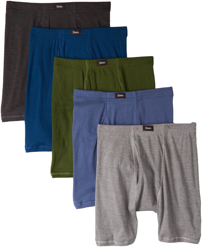 Hanes Men's 5 Pack Ultimate Comfort Soft Waistband Boxer Briefs, Assorted Colors