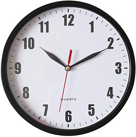 8" Silent Wall Clock Non-ticking Decor Digital Quartz Wall Clock Battery Operated Easy to Read Round Wall Clock(Black)