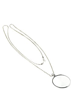 SE MG2016S 4x Pendant Magnifier with 36” Silver Chain Necklace (1-3/4” Glass Lens Dia.)